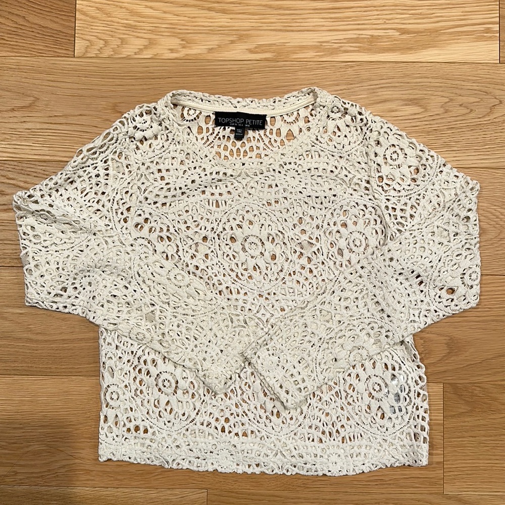 Topshop Cream Lace Crop Top